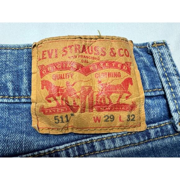 Levis 511 Men's Slim Fit Straight Leg Light Wash Blue Denim Jeans - Size 29x30.5 - Picture 4 of 7